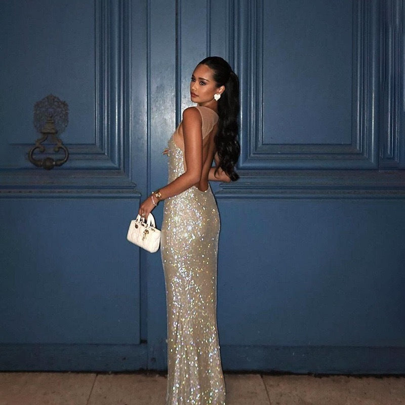Damen Glamouröses Abendkleid mit glitzernden Applikationen Drune