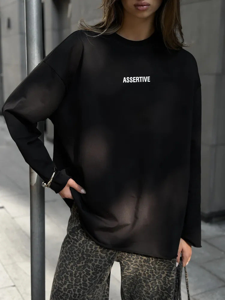 Damen Oversized Sweatshirt mit modernem Schriftzug Drune