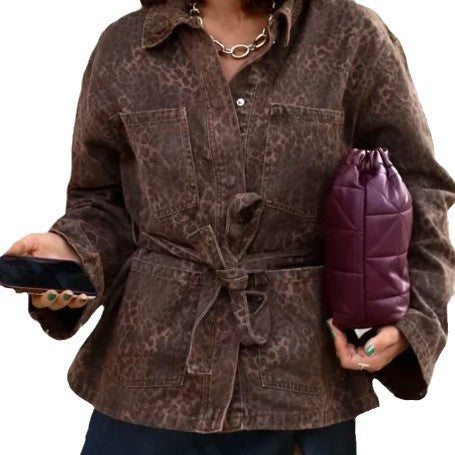 Damen Leinenhemdjacke mit tailliertem Schnitt und Gürtel Drune