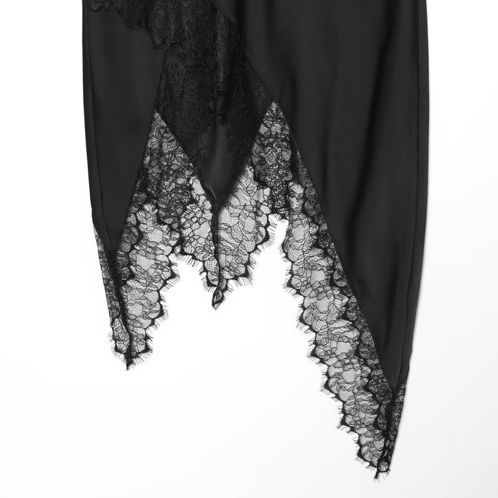 Damen Maxi-Rock mit asymmetrischer Spitzenbesatz und elegantem Saum Drune