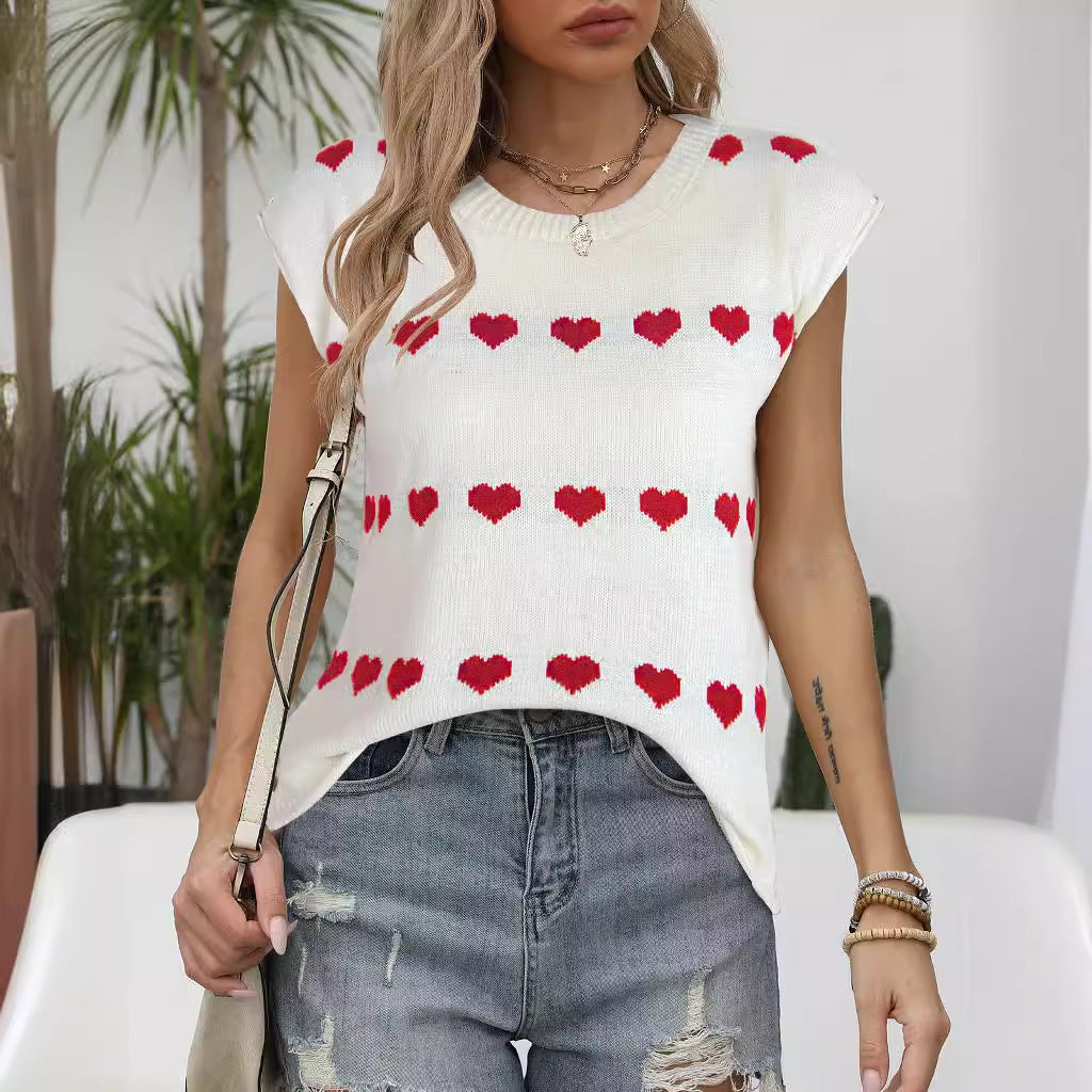 Damen Strickoberteil mit Herzenmuster und lässigem Schnitt Drune