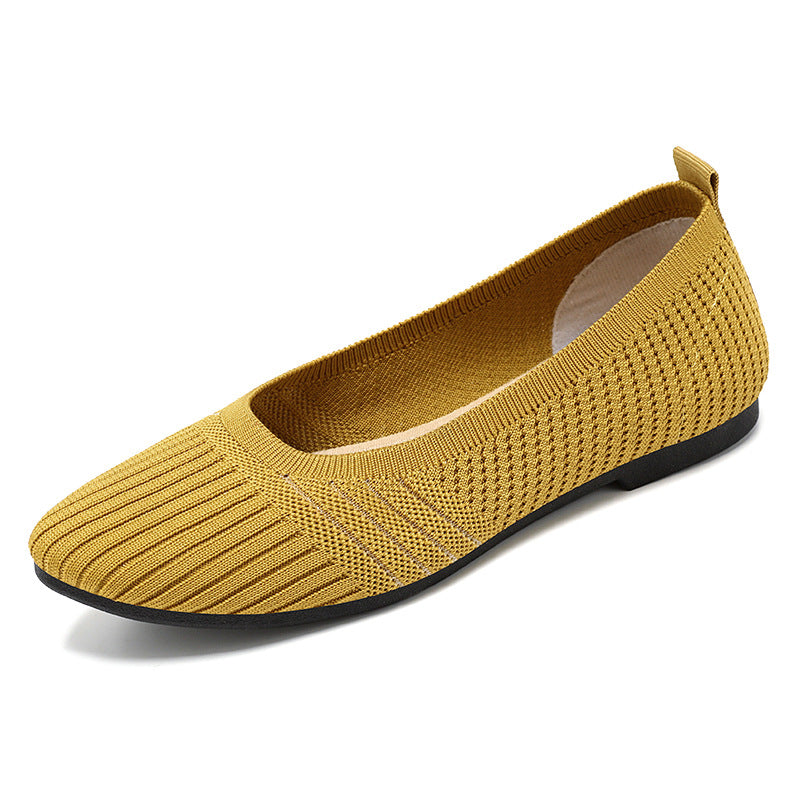 Damen nan gestrickter Ballerina-Slip-On mit sockenähnlichem Schaft, Memory-Komfortfußbett und flexibler rutschfester Laufsohle Drune