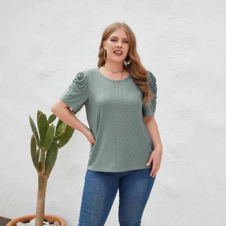 Damen Elegantes Blusenshirt mit Puffärmeln und Strukturmuster Drune