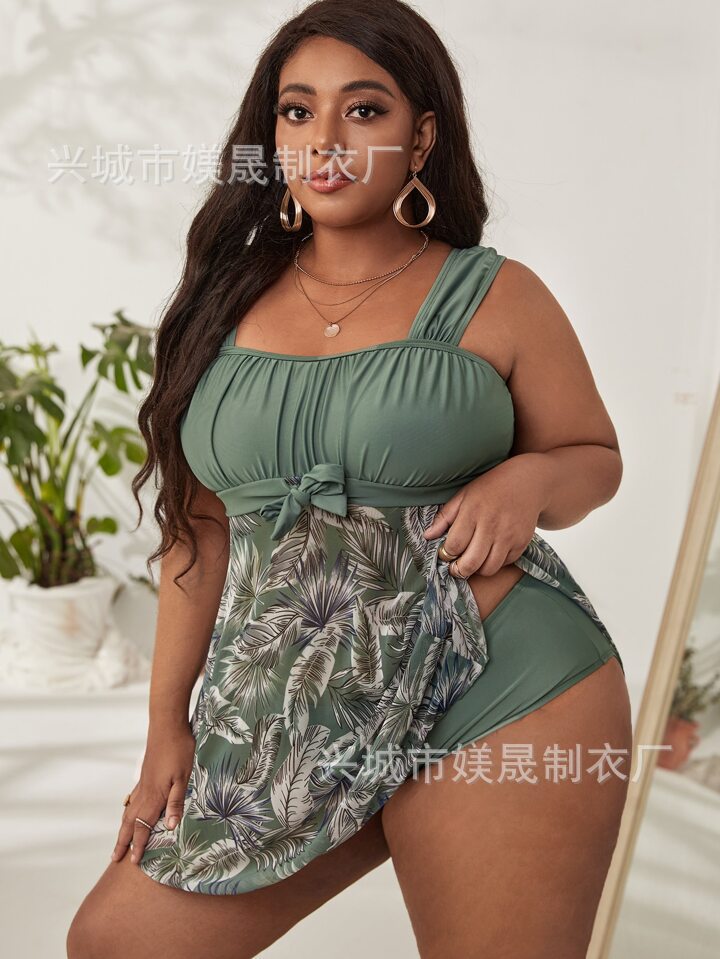 Damen Schlafkleid mit floralem Design und Taillenknoten Drune