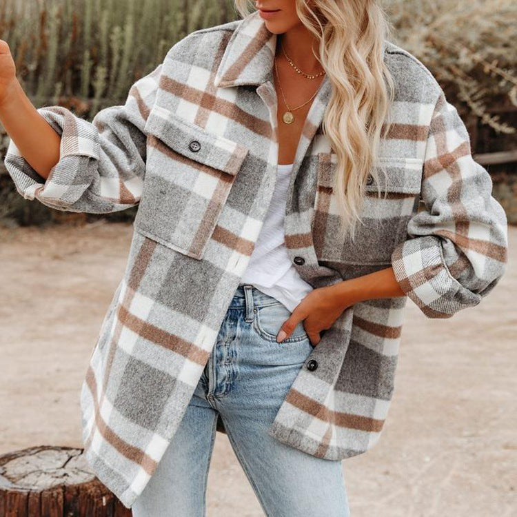 Damen Flanelljacke mit Karomuster Drune