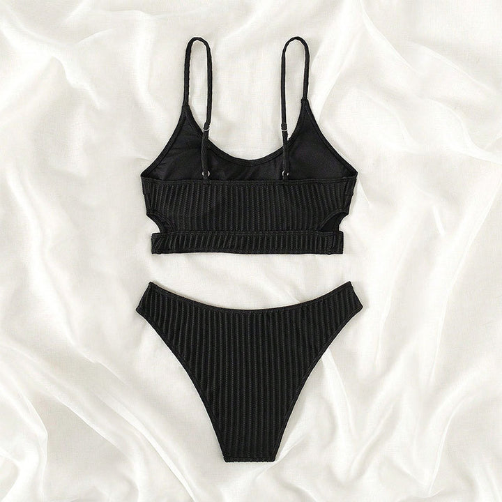 Damen Hochtailliertes Bikini-Set mit gedämpfter Rippstruktur Drune
