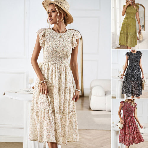 Damen Midikleid mit floralem Design und schmeichelndem Rüschensaum Drune