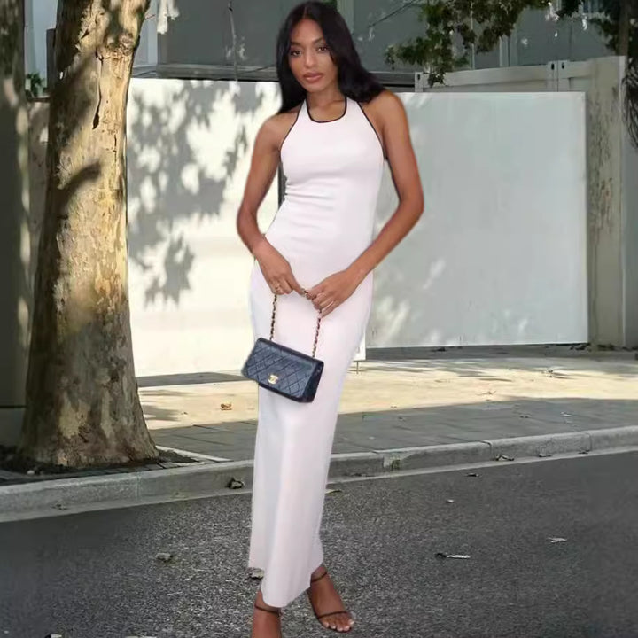 Damen Elegantes Maxikleid mit tiefem V-Ausschnitt und seitlichem Schlitz Drune