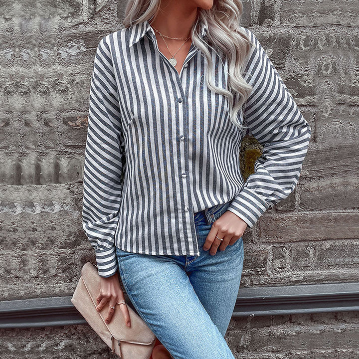 Damen Krawattenhemd mit gestreiftem Design Drune