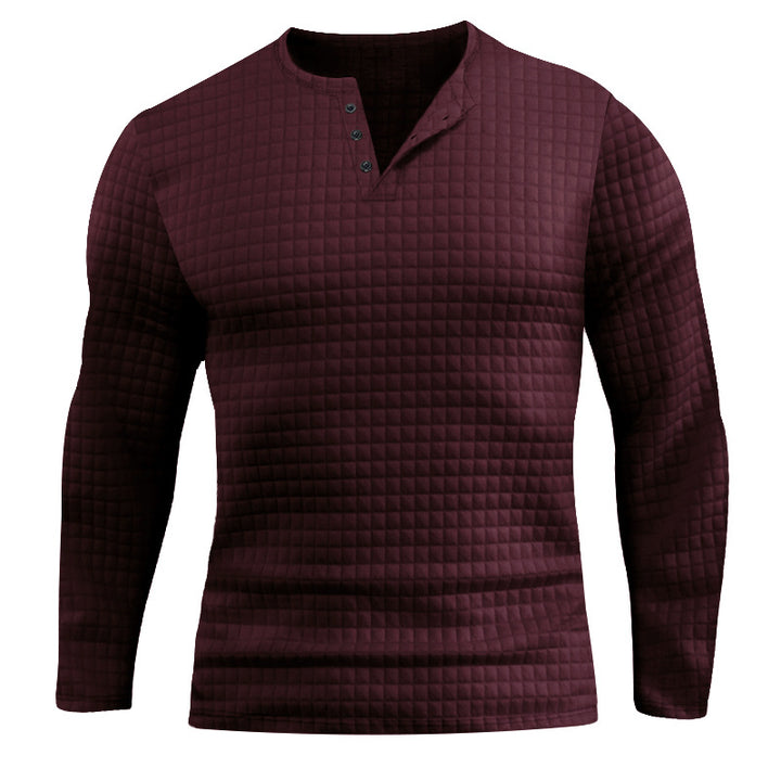 Herren Langarmshirt mit strukturiertem Design und modischem Knopfverschluss Drune