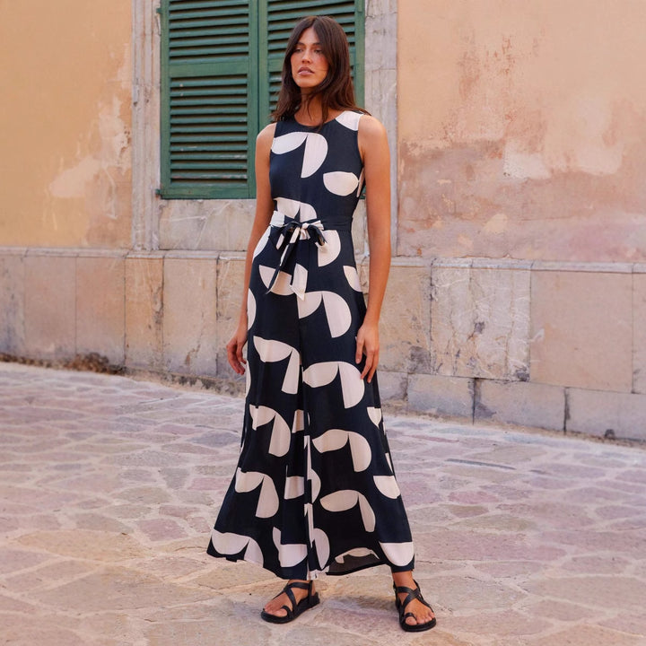 Damen Florales Maxikleid mit Bindegürtel und elegantem Schnitt Drune