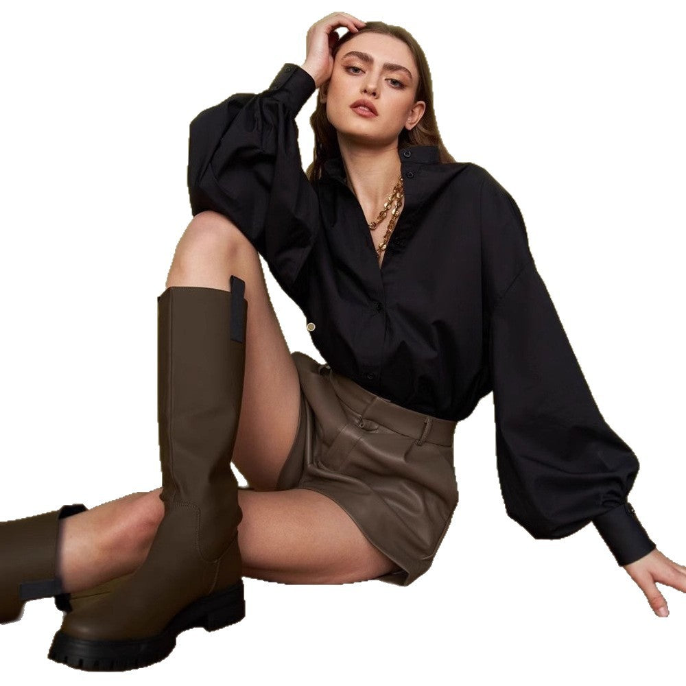 Damen Oversized Bluse mit ballonförmigen Ärmeln und komfortabler Passform Drune