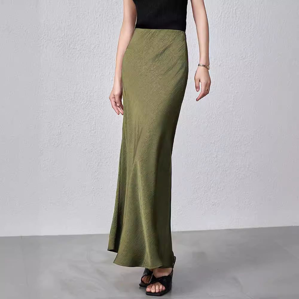 Damen Eleganter Maxirock aus satinierter Viskose Drune