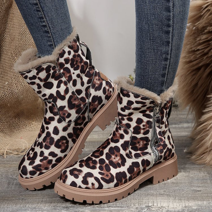 Damen  gefütterte Kurzstiefel aus Veloursoptik mit Teddy-Futter und seitlichem Reißverschluss Drune