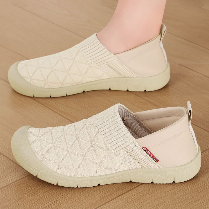Damen nan atmungsaktiver gestrickter Slip-On Komfort-Halbschuh mit elastischem Schaft und stoßdämpfender EVA-Sohle Drune