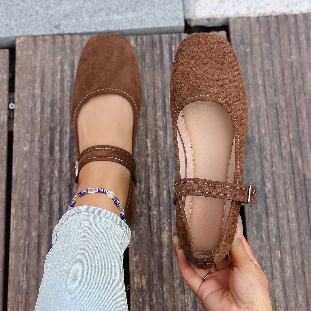 Damen Bequeme Ballerinas mit verstellbarem Riemchen Drune