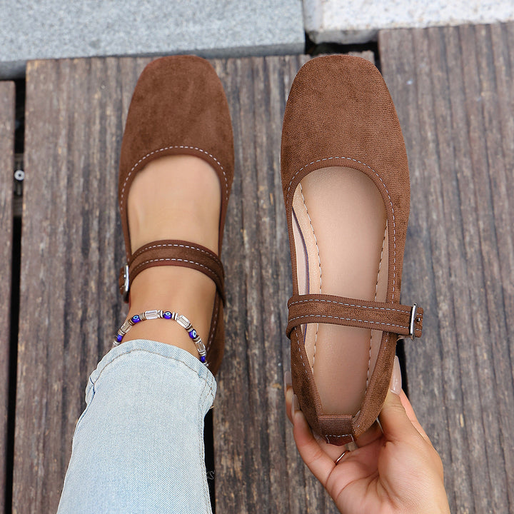 Damen Bequeme Ballerinas mit verstellbarem Riemchen Drune