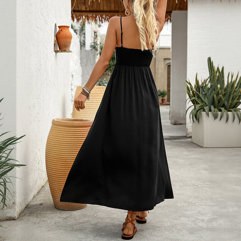 Damen Maxikleid mit kunstvoller Bestickung und schmalen Trägern Drune
