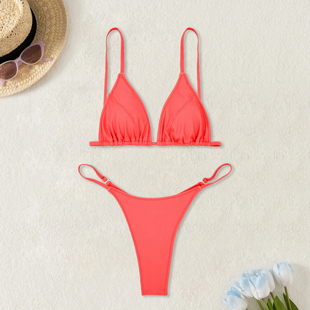 Damen Triangel-Bikini mit ultra-hohem Beinausschnitt und feiner Raffung Drune