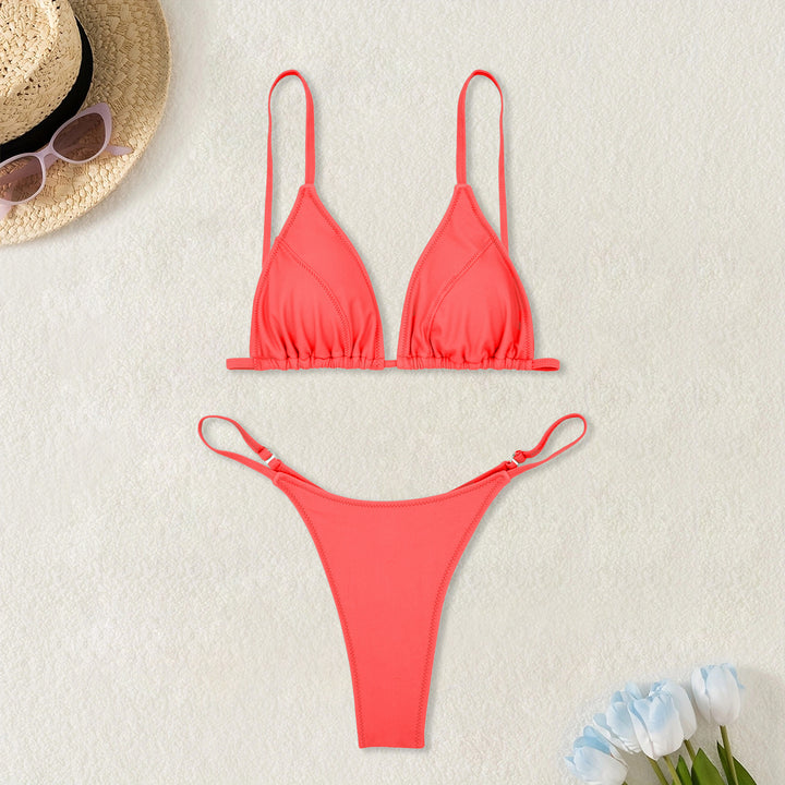 Damen Triangel-Bikini mit ultra-hohem Beinausschnitt und feiner Raffung Drune