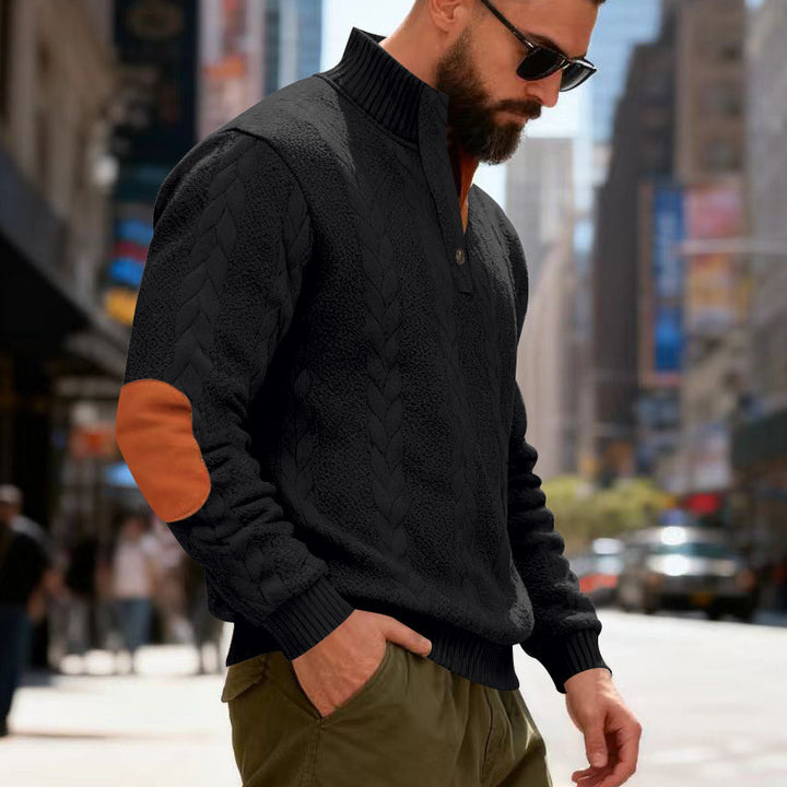 Herren gestrickter Pullover mit Kontrastdetails und modernem Knopfverschluss Drune
