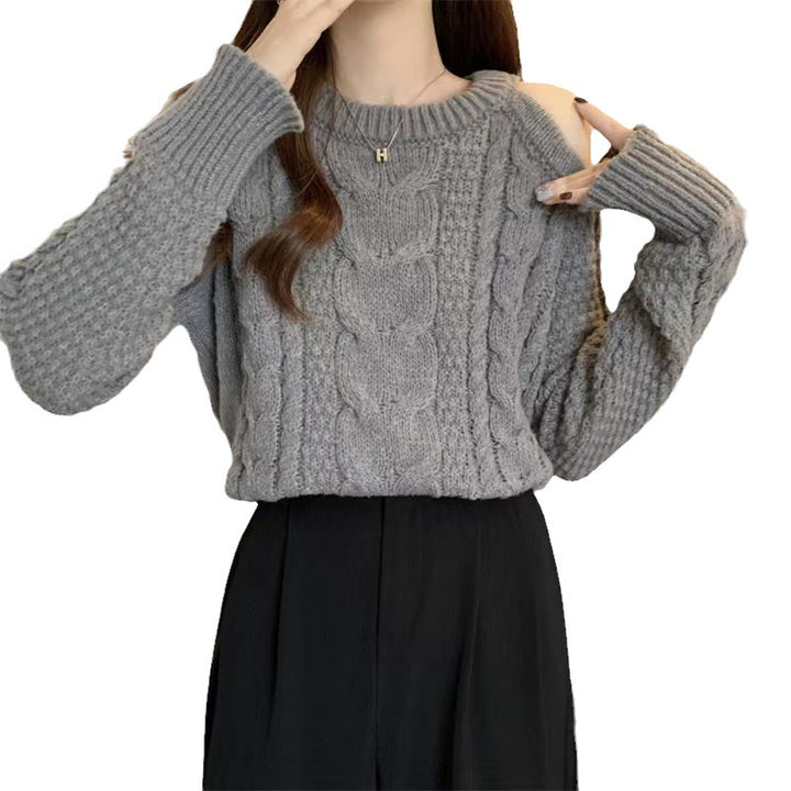 Damen Grobstrickpullover mit Schulterpartie im lässigen Look Drune