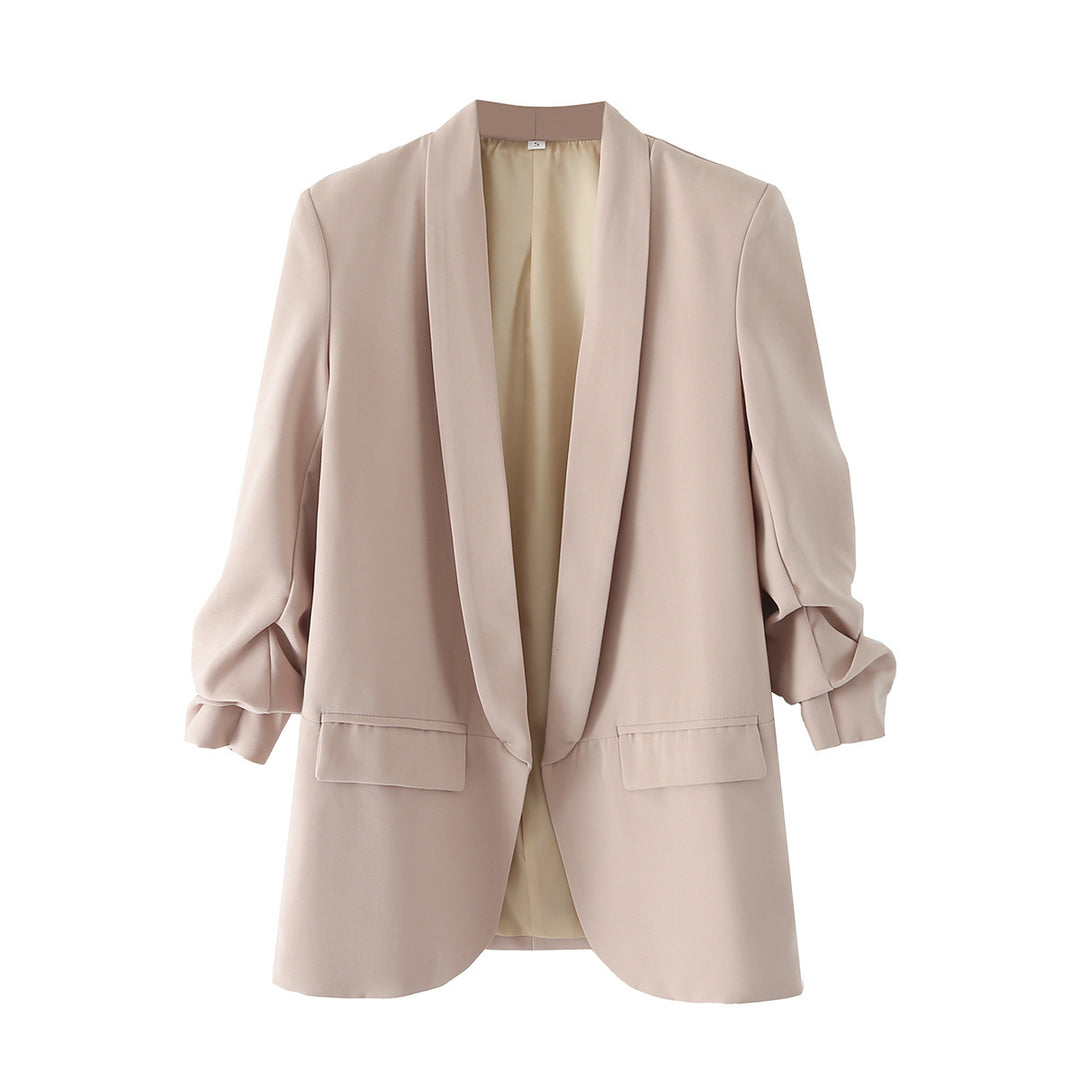 Damen eleganter Blazer mit gekrempelten Ärmeln und praktischen Taschen Drune