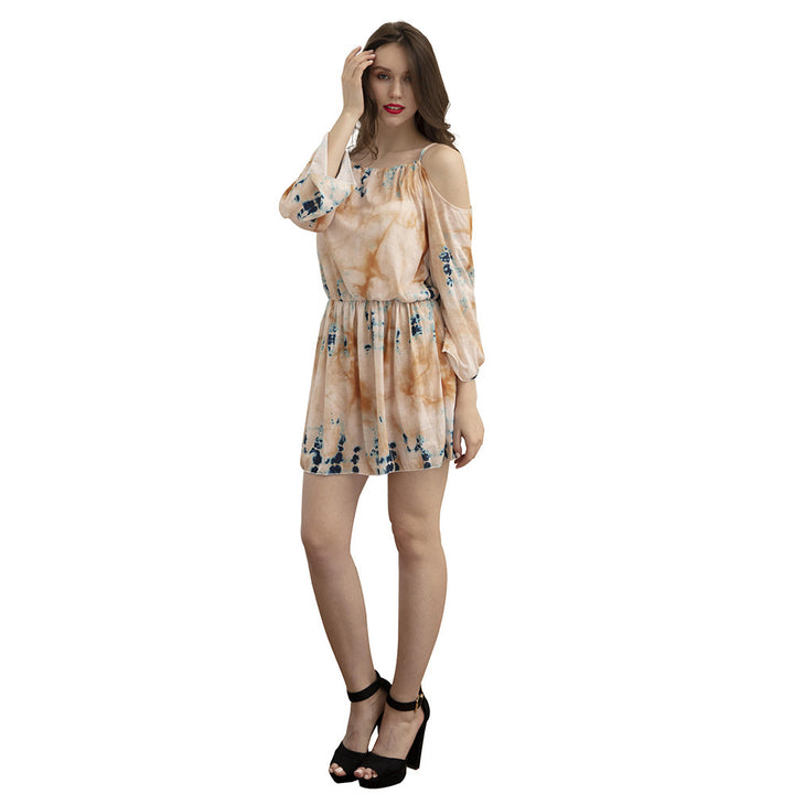 Damen Freizeitkleid mit schulterfreiem Design und elegantem A-Linien Schnitt Drune