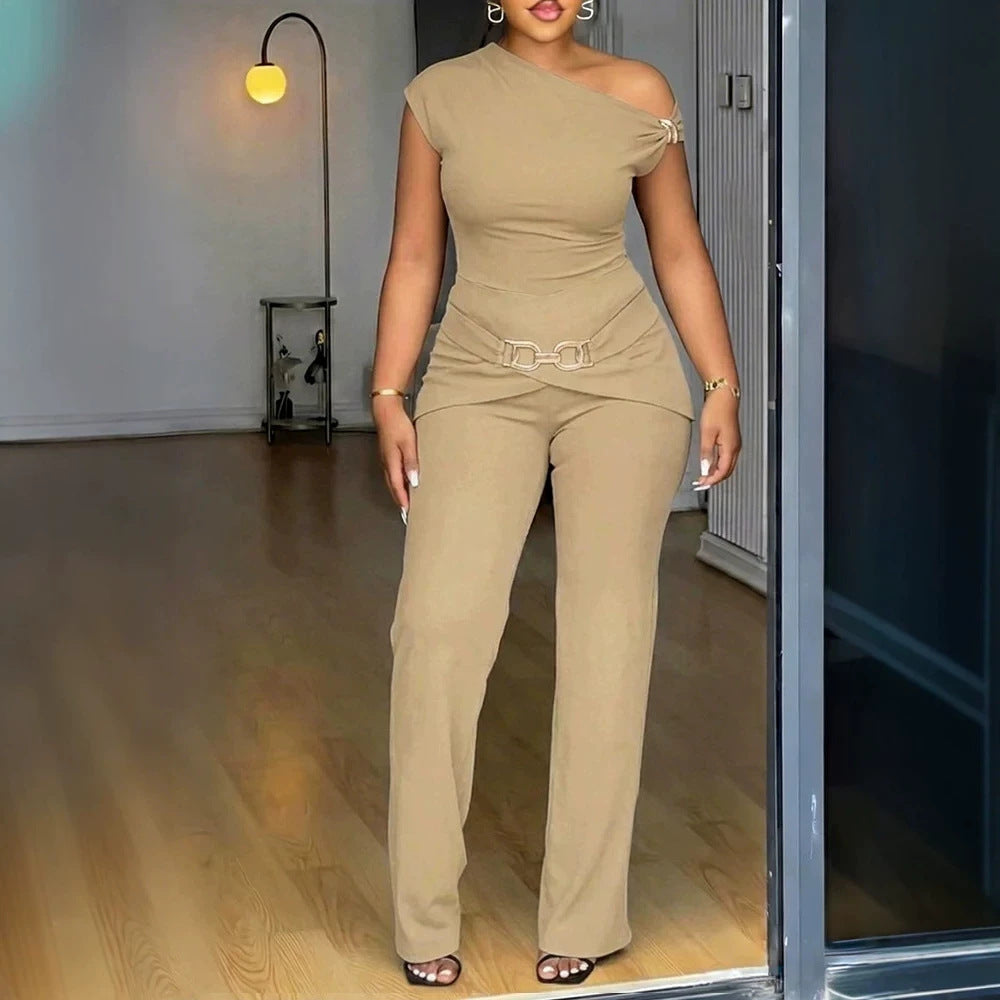 Damen Elegantes One-Shoulder Jumpsuit Drune