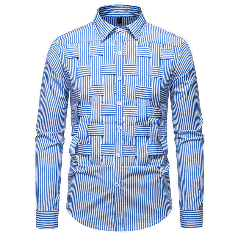 Herren elegantes Hemd mit strukturiertem Streifenmuster Drune