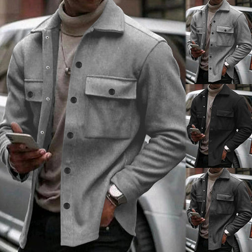 Herren nan Wollmix-Hemdjacke mit aufgesetzten Brusttaschen durchgehender Knopfleiste und Kentkragen Drune