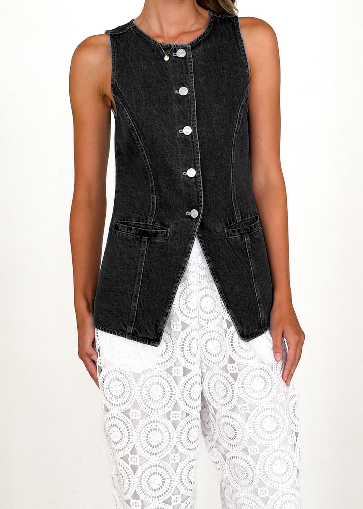 Damen Denim-Hemdjacke mit modernem Schnitt und Knopfdetails Drune