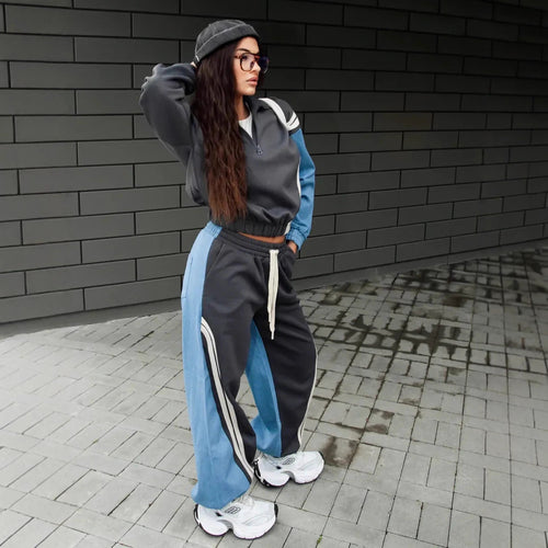 Damen sportliches Loungewear-Set mit Streifen Drune