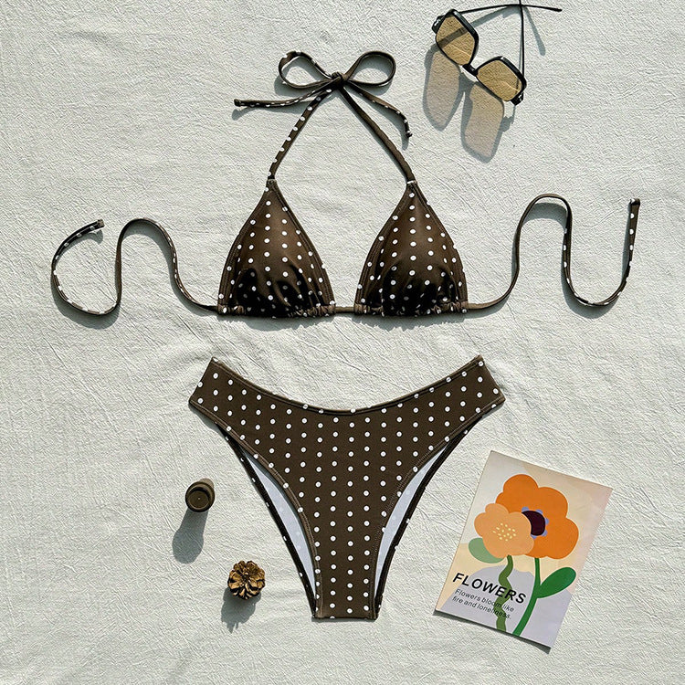 Damen Triangel-Bikini mit dekorativen Punkten Drune