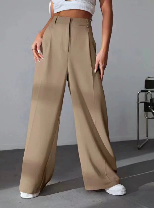 Damen weite Hochtaillen-Hose mit eleganter Faltenlegung und zeitgemäßem Schnitt Drune
