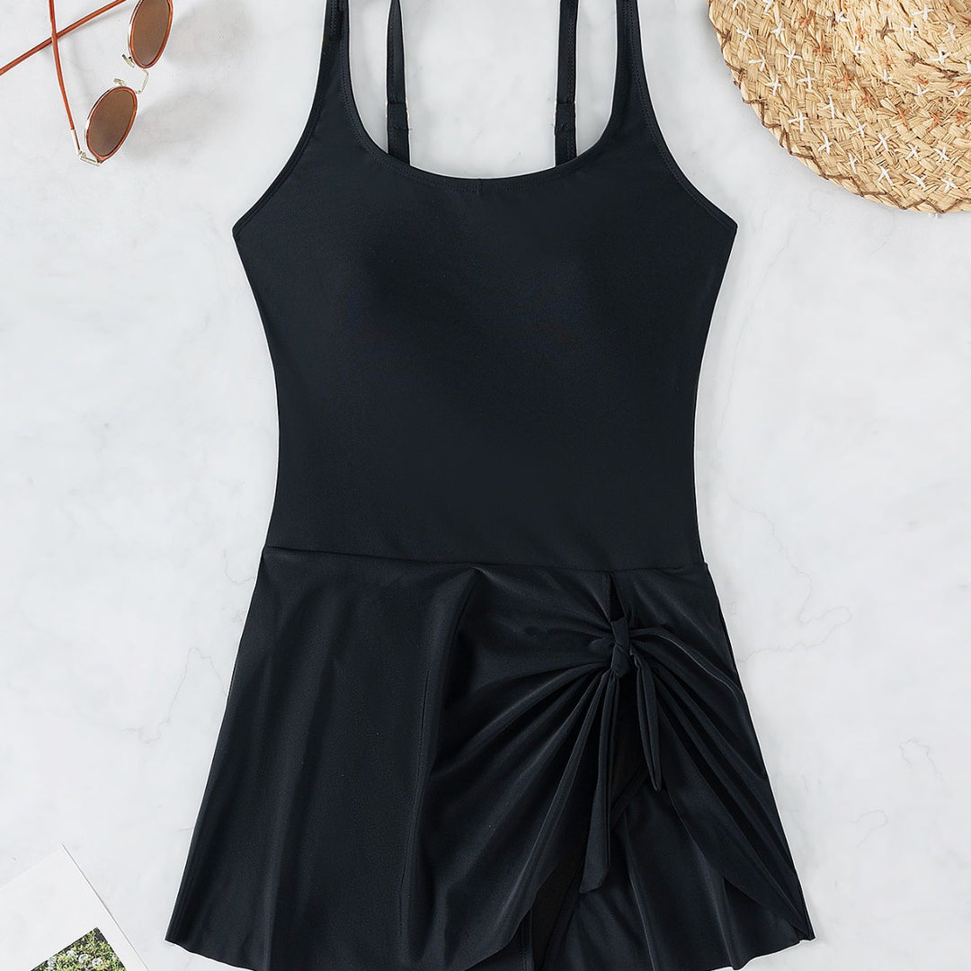 Damen Eleganter Badeanzug mit Drapierung Drune