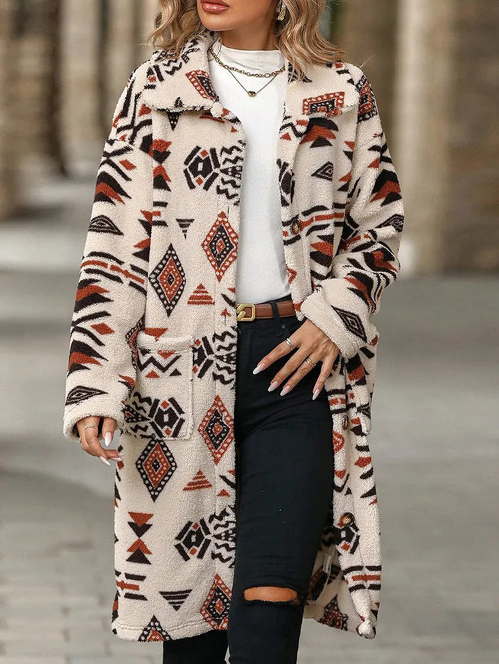 Damen Langarmlange Jacke mit geometrischem Muster Drune