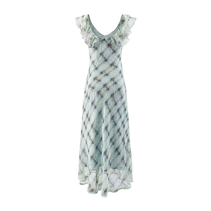 Damen Maxikleid mit feinen Rüschendetails und eleganten Bindebändern Drune
