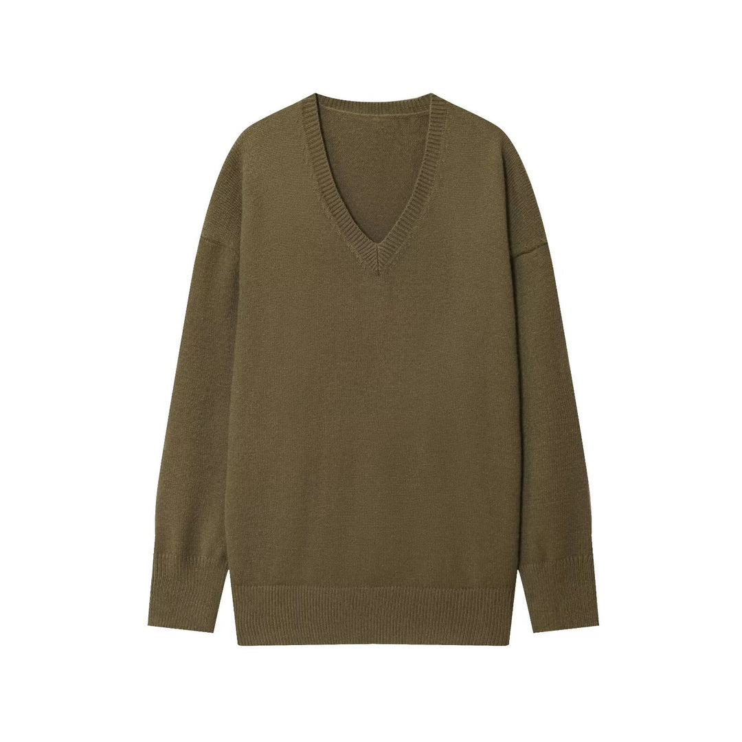 Damen Viskose Pullover mit V-Ausschnitt und lässigem Schnitt Drune