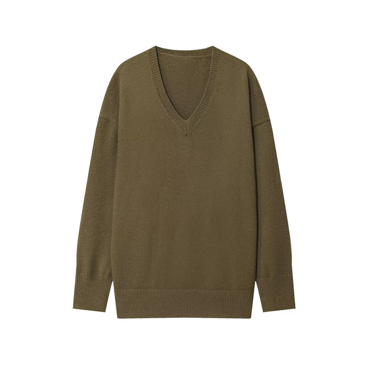 Damen Viskose Pullover mit V-Ausschnitt und lässigem Schnitt Drune