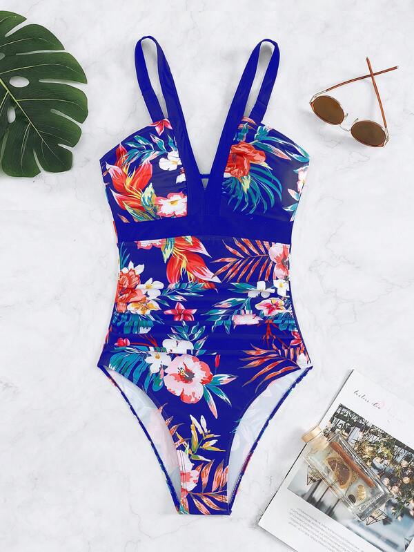 Damen Einteiliger Badeanzug mit anspruchsvollem Floral-Design Drune