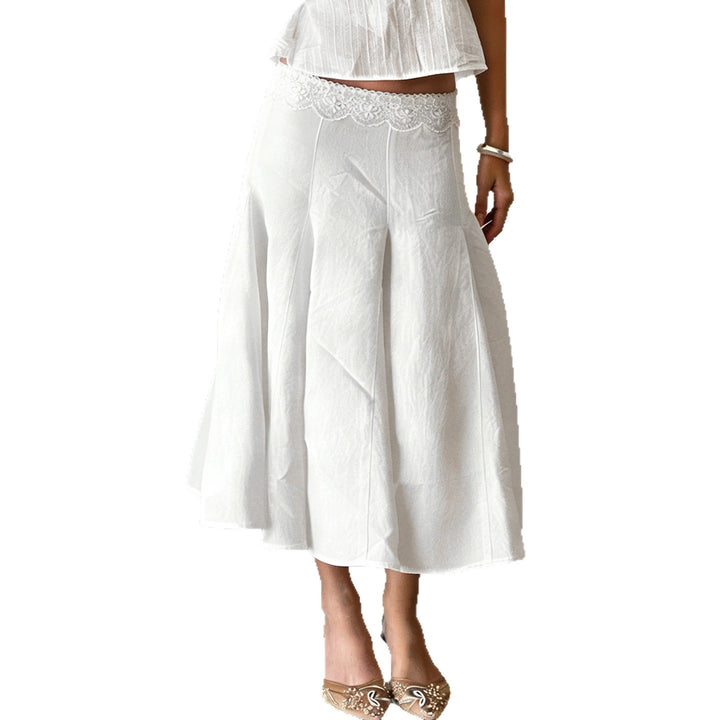 Damen bodenlanger Midirock mit elastischem Bund und schwingendem Saum Drune