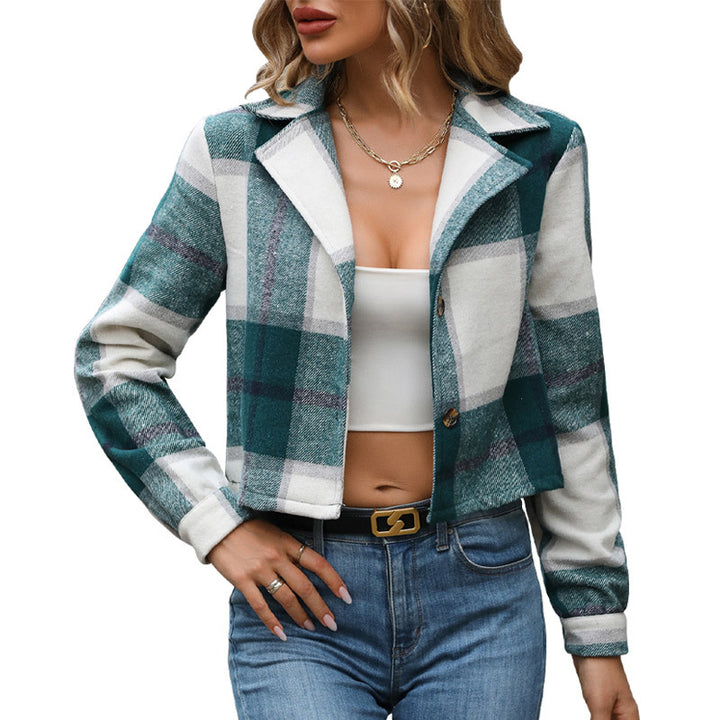 Damen Karierte Freizeitjacke mit modischem Schnitt und praktischen Taschen Drune