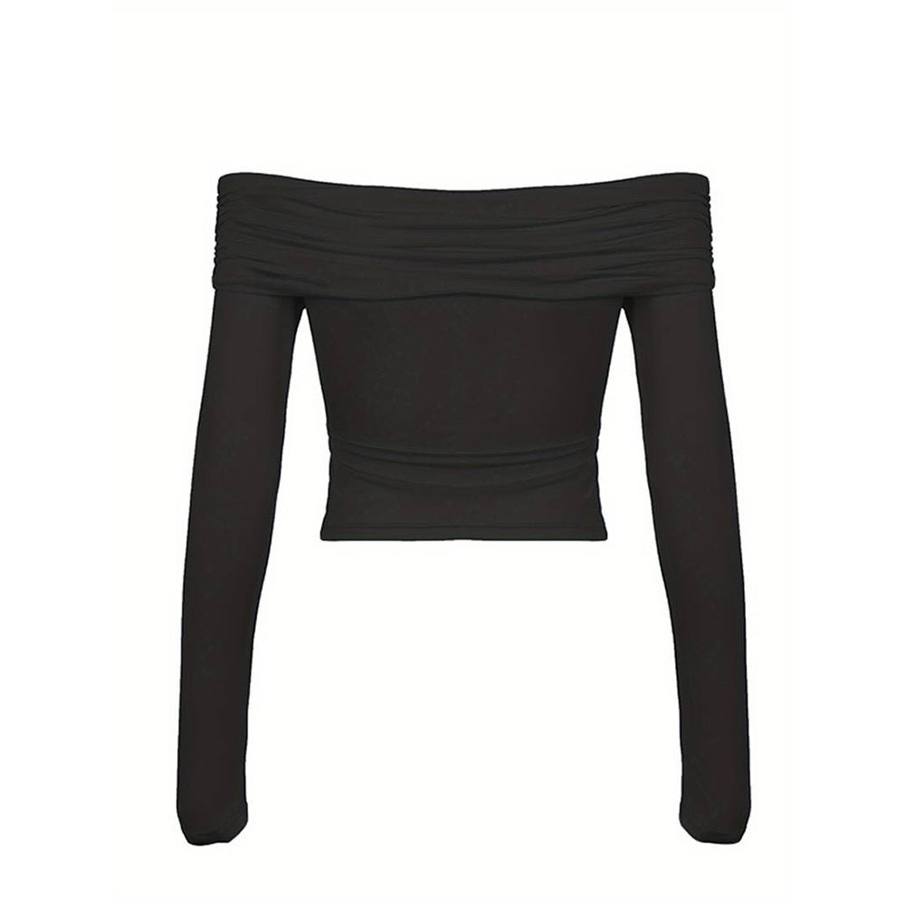 Damen Langarm-Bodysuit mit schickem Off-Shoulder Design und raffiniertem Drapierungsdetail Drune