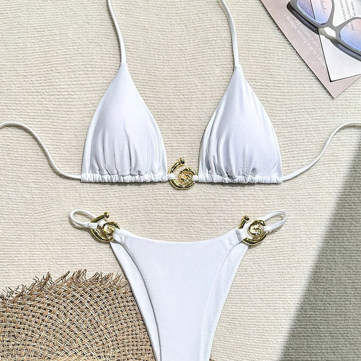 Damen Triangel-Bikini mit goldenen Akzenten Drune
