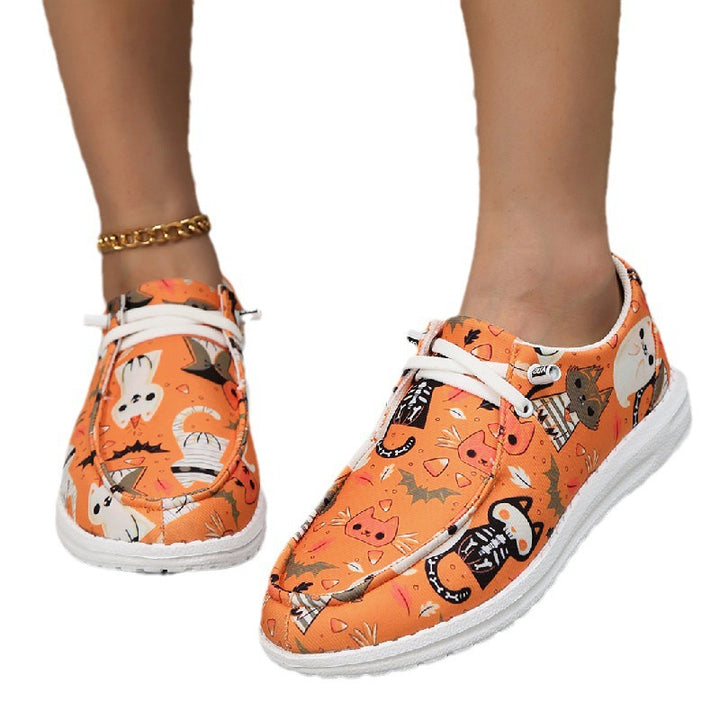 Damen Atmungsaktive Freizeitsneaker mit lustigem Halloween-Motiv Drune