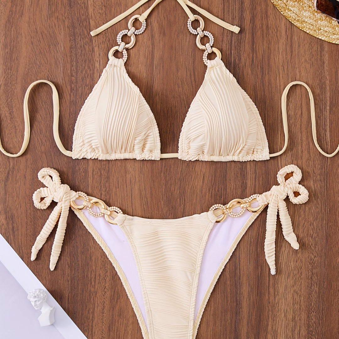 Damen Triangel-Bikini mit raffiniertem Rüschendesign und hochwertigen Ringdetails Drune