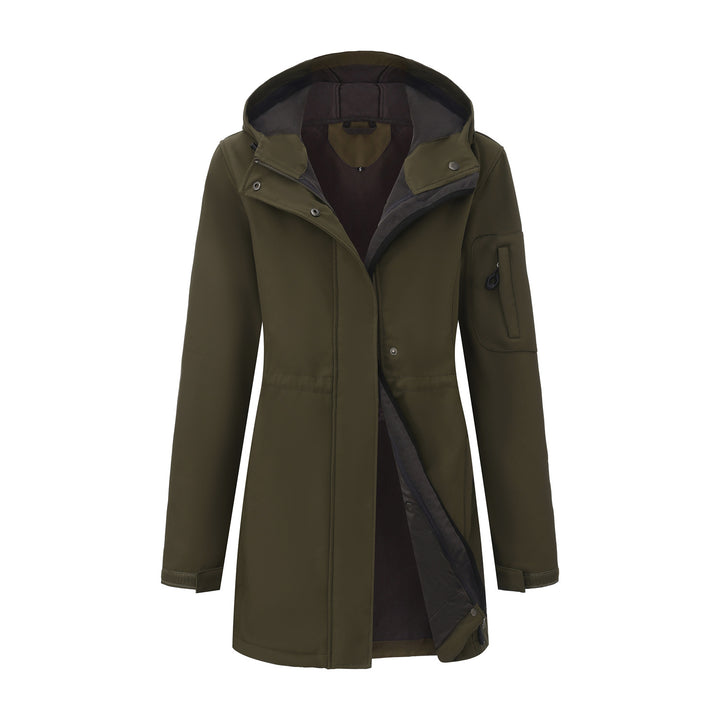 Damen nan funktionaler Softshell-Parka mit Teddyfleece-Futter, Kapuze und Taillenzug Drune