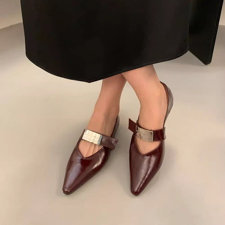 Damen elegante Ballerinas mit stilvollem verstellbarem Riemen Drune