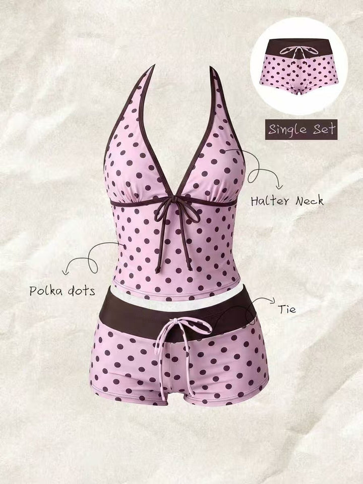 Damen Tankini mit modischem Punktmuster und verstellbarem Halter Drune